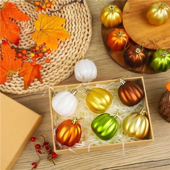24 PCS‎ Fall Pumpkin Ornaments: Mini Hanging Decor for Halloween & Thanksgiving - Picture 4 of 8